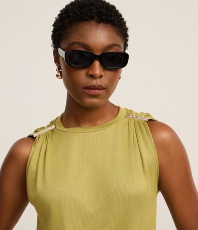 Blusa Acanalada en Rib con Detalle Metalizado en el Hombro 4