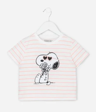 Remera Infantil Comfort con Estampa de Rayas Snoopy - Talle 1 a 6 años