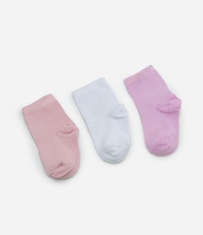 Kit 03 Medias Infantiles Básicas - Talle 6 a 12 meses