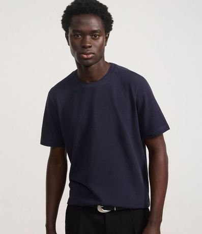 Remera Regular en Piquet con Cuello Sobrepuesto en Rib 1