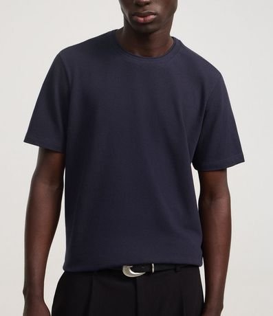 Remera Regular en Piquet con Cuello Sobrepuesto en Rib 3