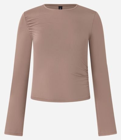 Blusa en Poliamida con Fruncido en el Hombro y Mangas Godê