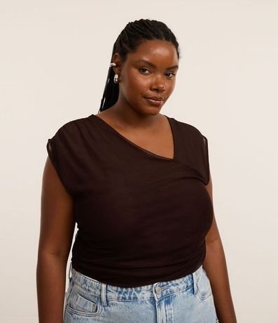 Blusa en Tule con Escote Asimétrico Curve & Plus Size
