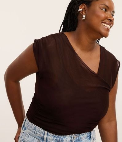 Blusa en Tule con Escote Asimétrico Curve & Plus Size 3