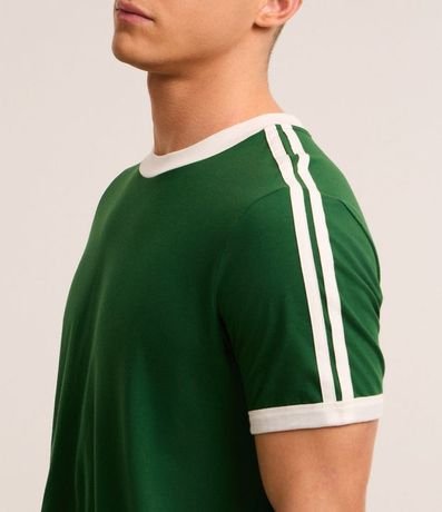 Remera Regular en Algodón con Rayas en los Hombros 3