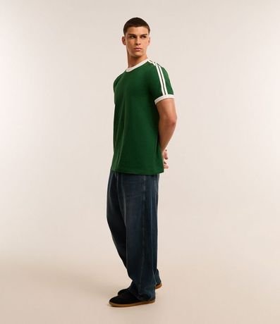 Remera Regular en Algodón con Rayas en los Hombros 4