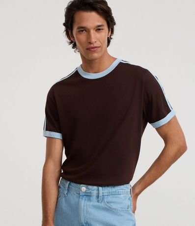 Remera Regular en Algodón con Rayas en los Hombros 1