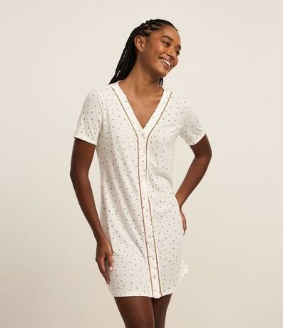 Camisón en Viscosa de Lunares con Abotonado 2