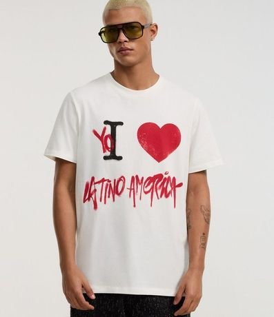 Remera Regular en Algodón con Estampa de Corazón y Escrita Estilo Grafite