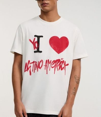Remera Regular en Algodón con Estampa de Corazón y Escrita Estilo Grafite 5