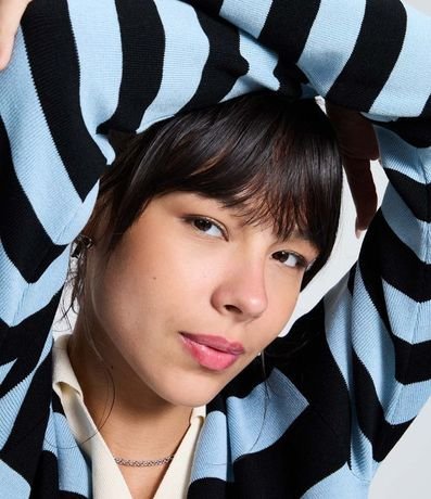 Saco Cardigan en Punto con Cuello Polo y Rayas 6