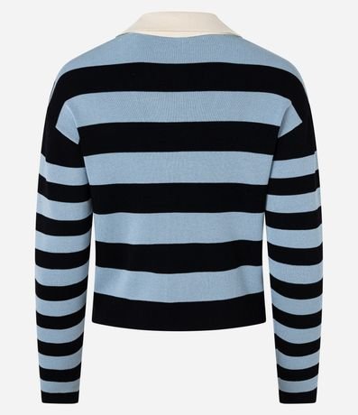 Saco Cardigan en Punto con Cuello Polo y Rayas 9