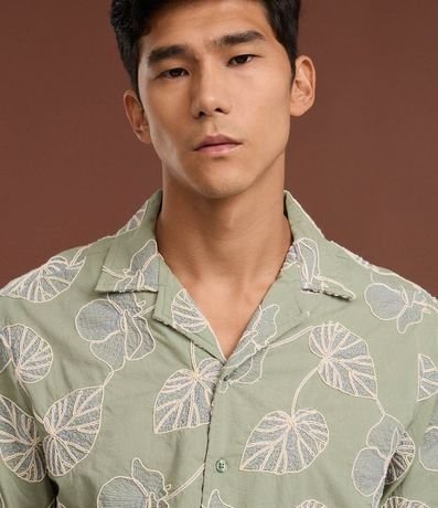 Camisa Comfort en Algodón con Bordado en Hojas 4
