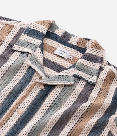 Camisa Manga Corta en Punto con Rayas 3