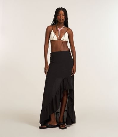 Pollera Midi Mullet en Chiffon con Volado en el Bajo