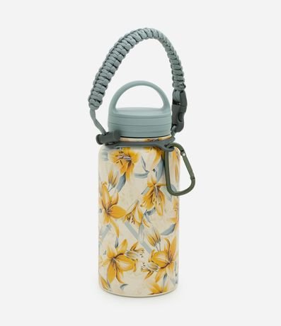 Botella Térmica con Estampado Floral y Asa Trenzada