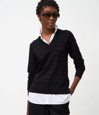 Blusa en Punto con efecto Camada Doble