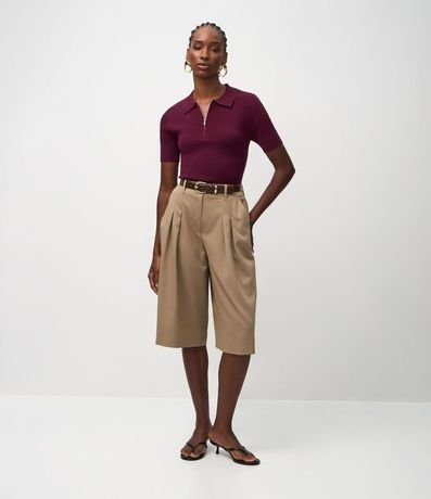 Blusa Polo en Punto con Manga Corta y Cremallera Delantera 2