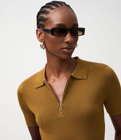 Blusa Polo en Punto con Manga Corta y Cremallera Delantera 3