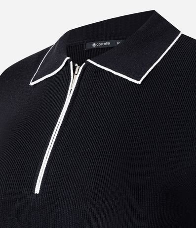 Blusa Polo en Punto Retilínea con Cremallera Delantero en el Escote 6