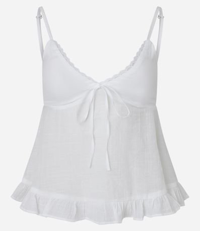 Blusa en Viscosa Slub con Escote V y Volados 5