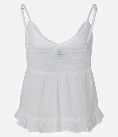 Blusa en Viscosa Slub con Escote V y Volados 6