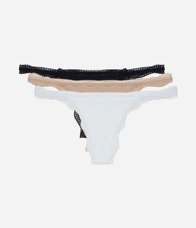 Kit 03 Bombachas Colaless Hilo en Microfibra con Encaje 1