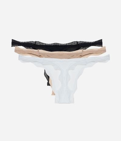 Kit 03 Bombachas Colaless Hilo en Microfibra con Encaje 2