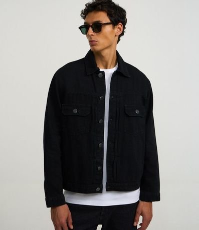 Campera Trucker Jeans con Cuello Inglés y Bolsillos