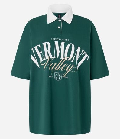 Camisa Polo Over en Algodón con Estampa Lettering Vermont 5