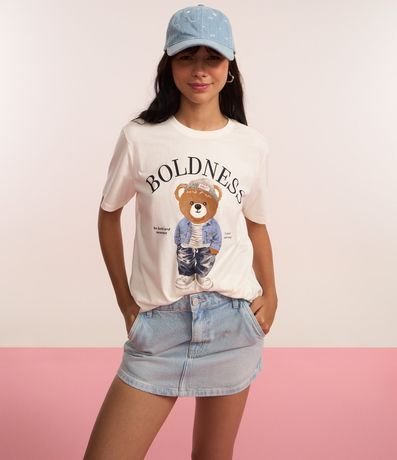 Remera T-shirt en Algodón con Estampa Bordada de Oso 4