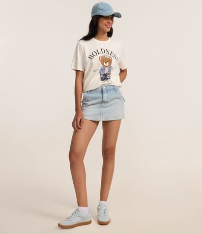 Remera T-shirt en Algodón con Estampa Bordada de Oso 2