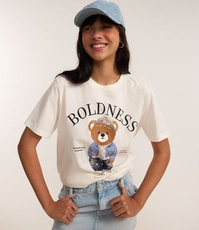 Remera T-shirt en Algodón con Estampa Bordada de Oso 3
