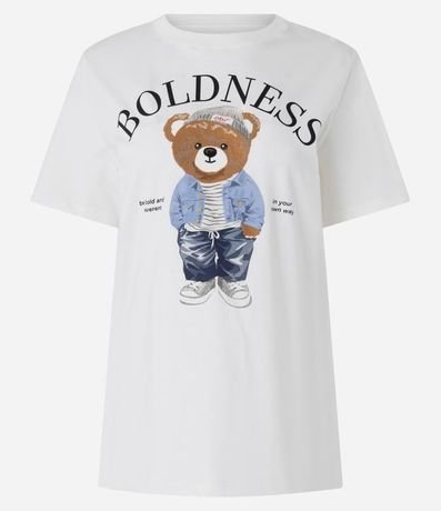 Remera T-shirt en Algodón con Estampa Bordada de Oso 5