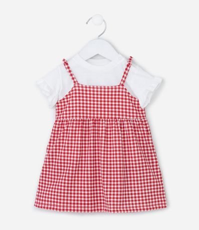 Vestido Infantil de Cuadros Vichy con Blusa - Talle 0 a 18 Meses 2