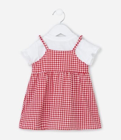 Vestido Infantil de Cuadros Vichy con Blusa - Talle 0 a 18 Meses 3