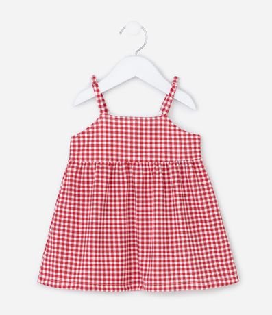 Vestido Infantil de Cuadros Vichy con Blusa - Talle 0 a 18 Meses 6