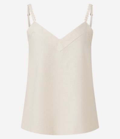Blusa en Viscosa con Escote V y Lunares en el Bretel 7