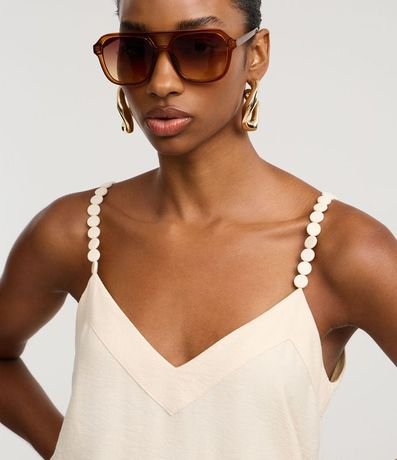 Blusa en Viscosa con Escote V y Lunares en el Bretel 3