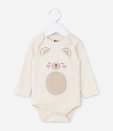 Body Infantil con Estampado de Oso - Talle 0 a 18 Meses