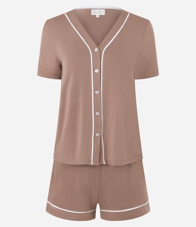 Pijama Short Doll en Viscosa con Bies Contrastante 6