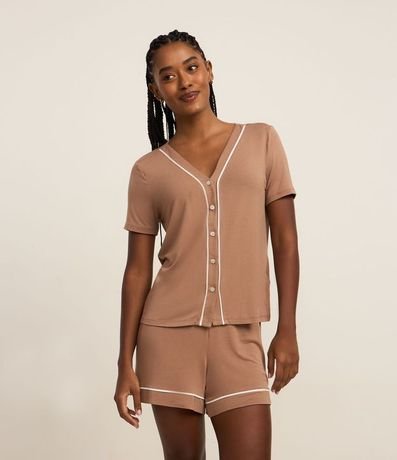 Pijama Short Doll en Viscosa con Bies Contrastante