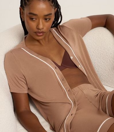 Pijama Short Doll en Viscosa con Bies Contrastante 3