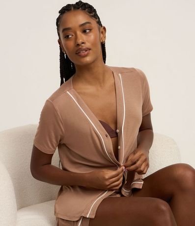 Pijama Short Doll en Viscosa con Bies Contrastante 4