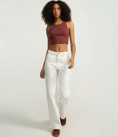 Blusa Cropped sin Mangas en Algodón Acanalado 1