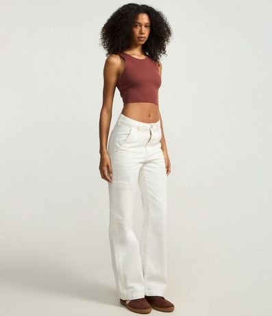 Blusa Cropped sin Mangas en Algodón Acanalado 2