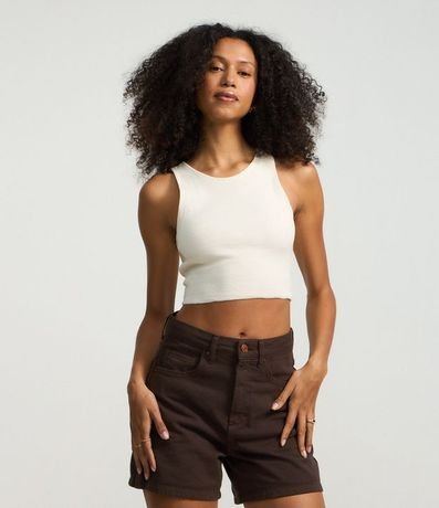 Blusa Cropped sin Mangas en Algodón Acanalado 1