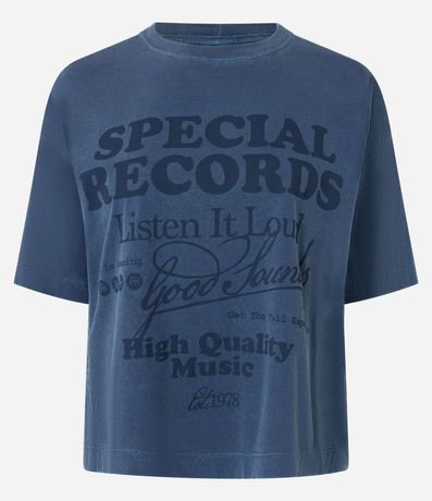 Remera Over en Cotton con Estampa Lettering Special Records 6