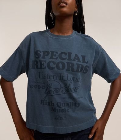 Remera Over en Cotton con Estampa Lettering Special Records 4
