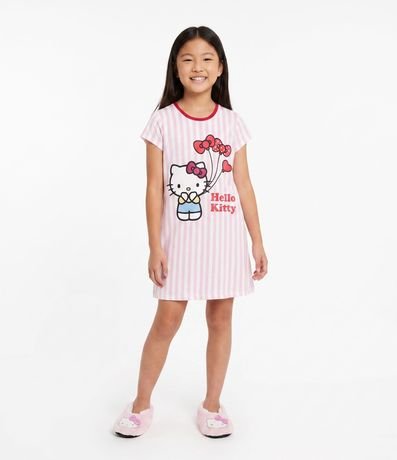 Camisón Infantil con Estampa y Lettering Hello Kitty - Talle 5 a 14 años